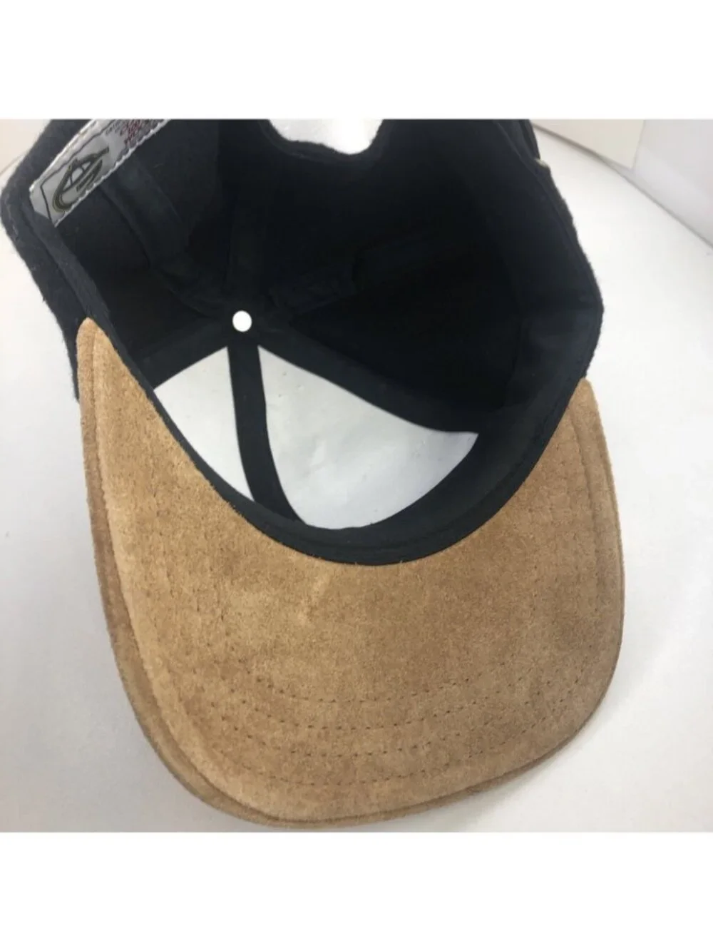 GROSSMAN 100% WOOL Cap Black with Leather Suede bill trucker hat adjustable